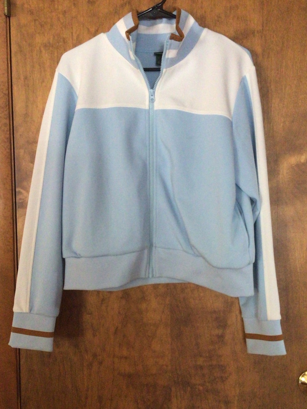 wild fable Light Blue and White Zip-Up Bomber Jacket